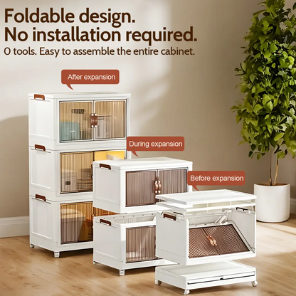 Foldable Storage Boxes with Lids – Stackable Large Capacity Storage Bins for Home, Closet, Garage & Moving
