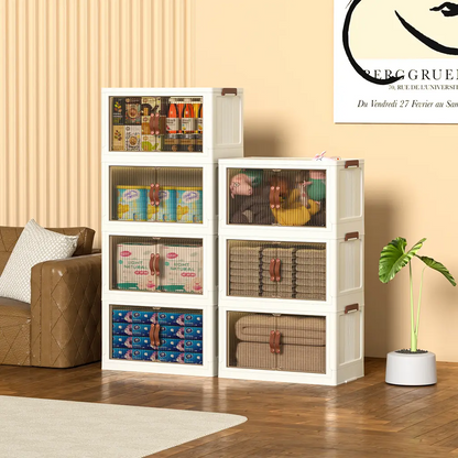 Foldable Storage Boxes with Lids – Stackable Large Capacity Storage Bins for Home, Closet, Garage & Moving