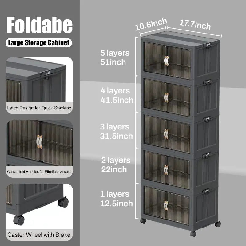 Foldable Storage Boxes with Lids – Stackable Large Capacity Storage Bins for Home, Closet, Garage & Moving