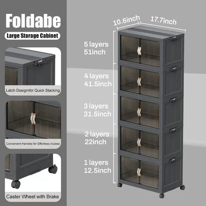 Foldable Storage Boxes with Lids – Stackable Large Capacity Storage Bins for Home, Closet, Garage & Moving