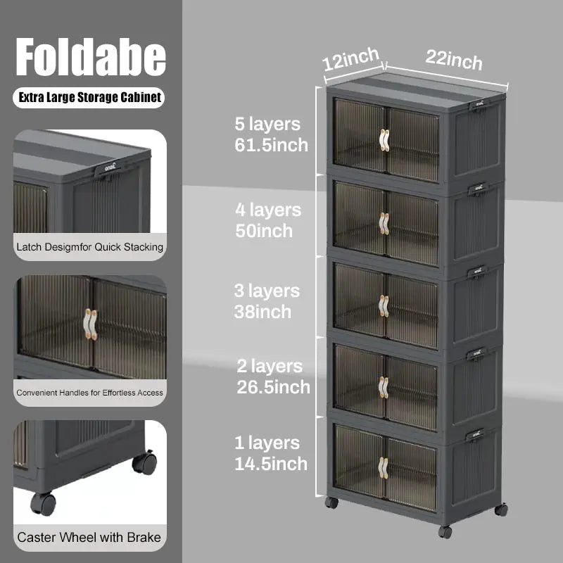 Foldable Storage Boxes with Lids – Stackable Large Capacity Storage Bins for Home, Closet, Garage & Moving