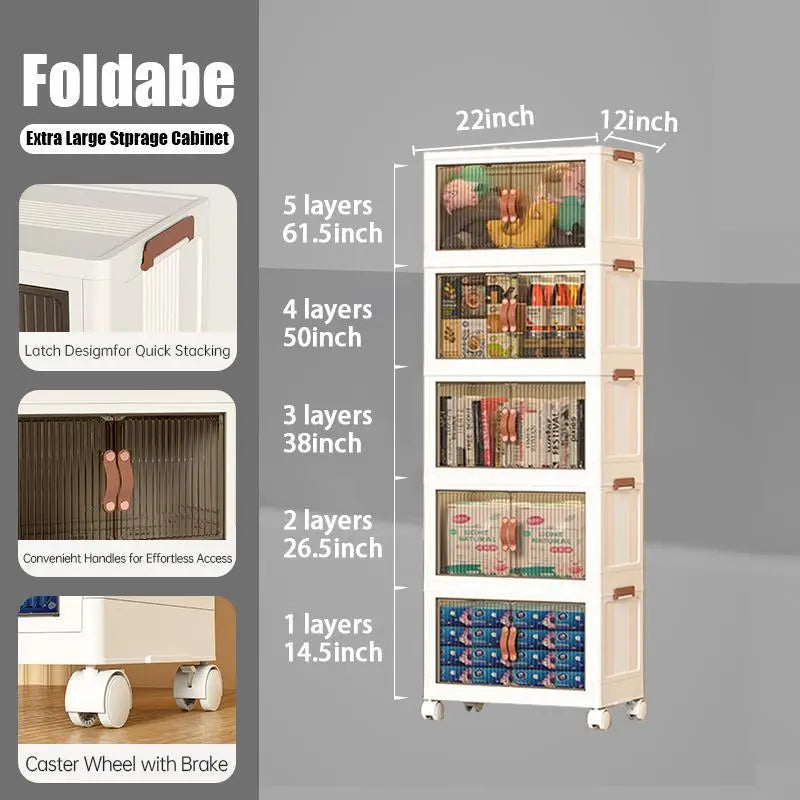 Foldable Storage Boxes with Lids – Stackable Large Capacity Storage Bins for Home, Closet, Garage & Moving