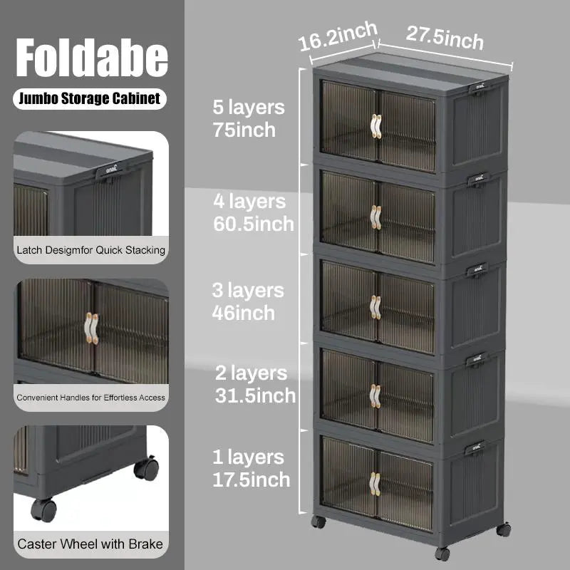 Foldable Storage Boxes with Lids – Stackable Large Capacity Storage Bins for Home, Closet, Garage & Moving