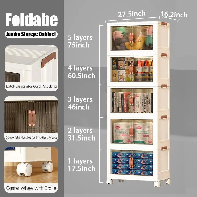 Foldable Storage Boxes with Lids – Stackable Large Capacity Storage Bins for Home, Closet, Garage & Moving