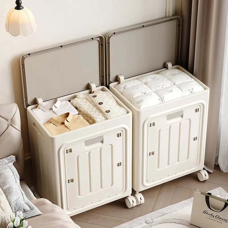 Rolling Laundry Basket with Lid – Ventilated Odor-Resistant Clothes Hamper with Wheels for Bedroom & Bathroom